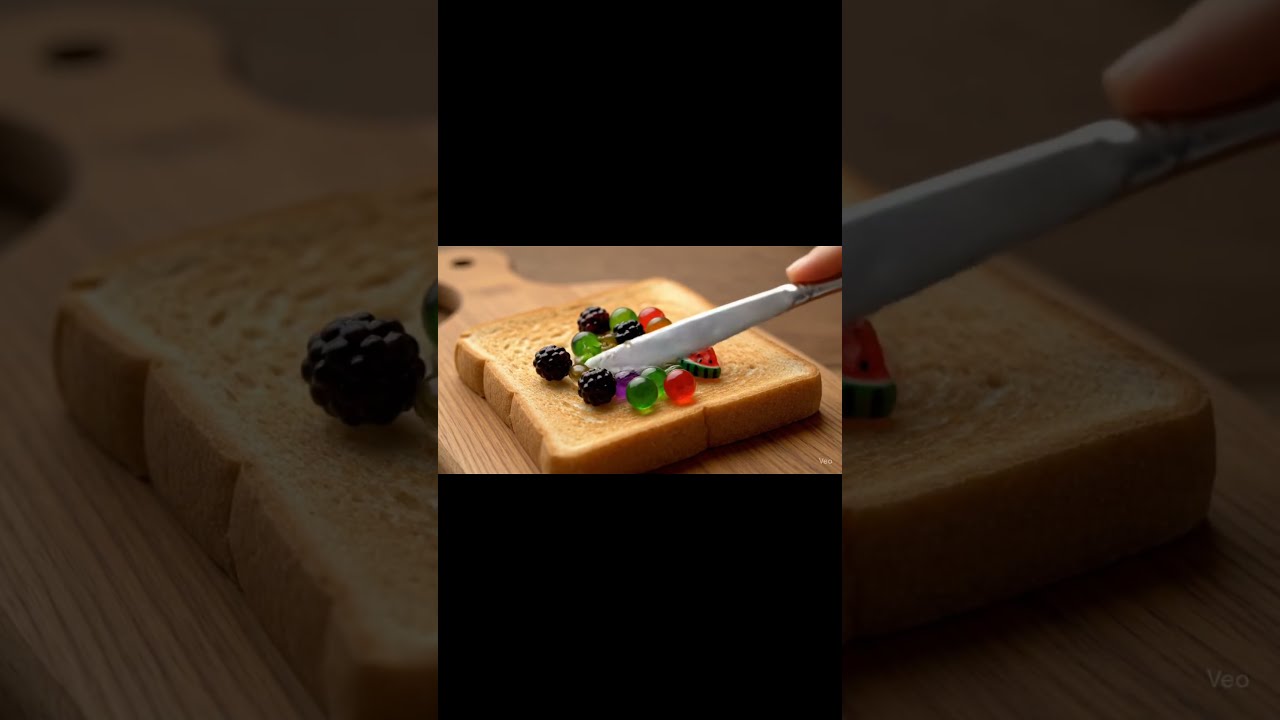 AI ASMR Spreading Glass Fruits On Toast Ai Glasscutting Asmr Relax Satisfying Glassfruit
