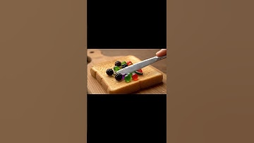 AI ASMR spreading glass fruits on toast #ai #glasscutting #asmr #relax #satisfying #glassfruit