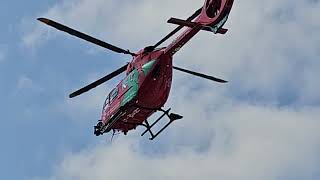 Wales Air Ambulance G-WENU takes off from Heath Hospital