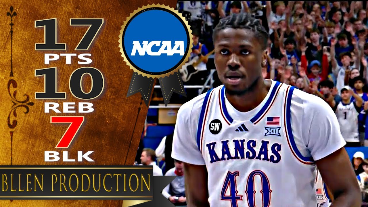 Flory Bidunga - 17 Pts, 10 Reb, 3 Ast, 7 Blk Full Highlights｜Utah Utes vs Kansas Jayhawks｜2026.02.07