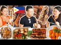 Foreigners Try Filipino Food! SISIG, CRISPY PATA & San Miguel Beer! Philippines Street Food PULUTAN