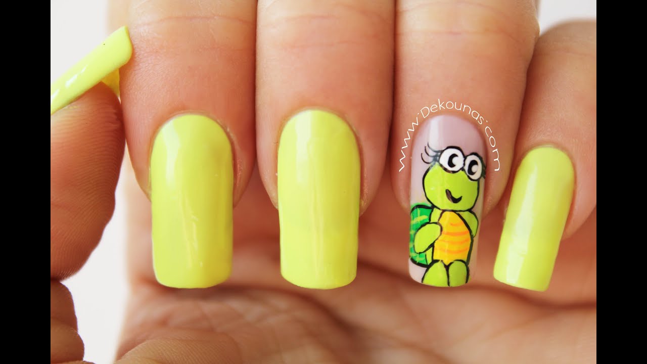 Decoración de uñas tortuga - Turtle nail art - YouTube