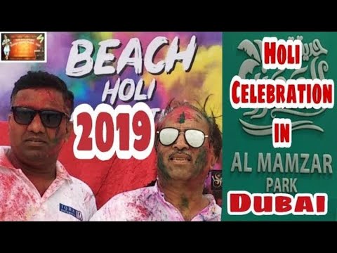 Holi Celebration in Dubai || Al Mamzar Park || Beach Holi 2019