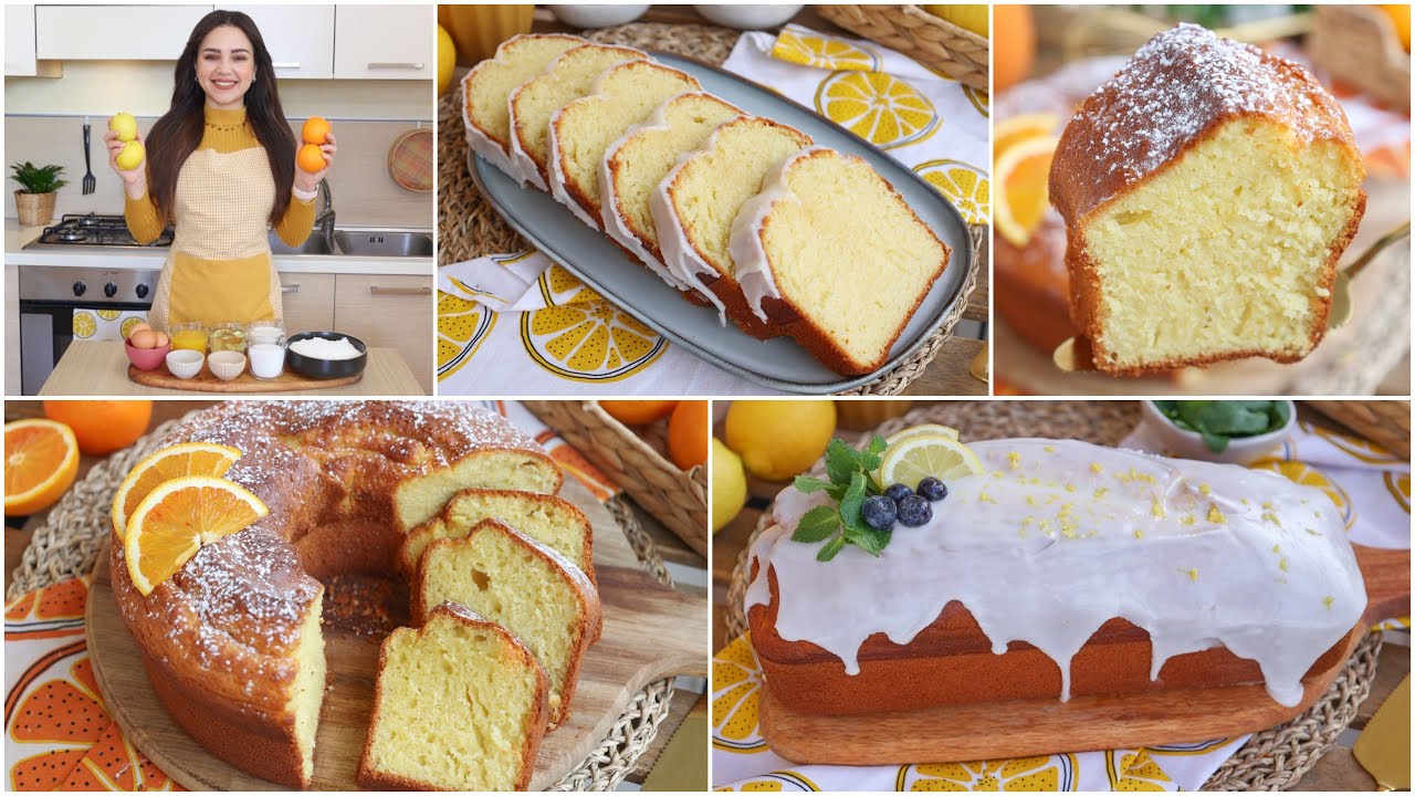 كيكات الشتاء المفضلة😊كيكة البرتقال خفيفة ومرتفعة🍊كيكة الليمون الهشه بمكونات بسيطة لفطور الصباح بنة🍋