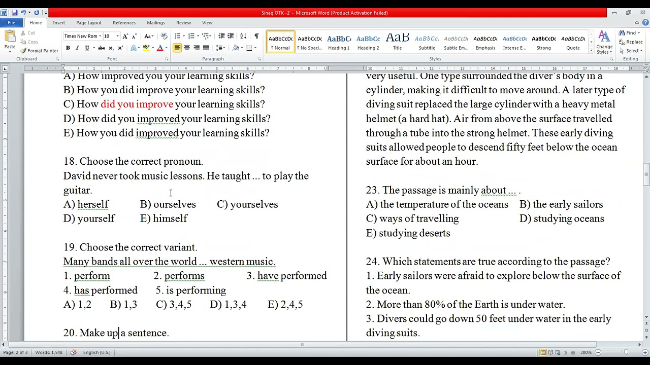 Otk sınaq 11 (2) / İngilis dili buraxılış sınaq (8) / Buraxilis imtahani / İngilis dili sınaq