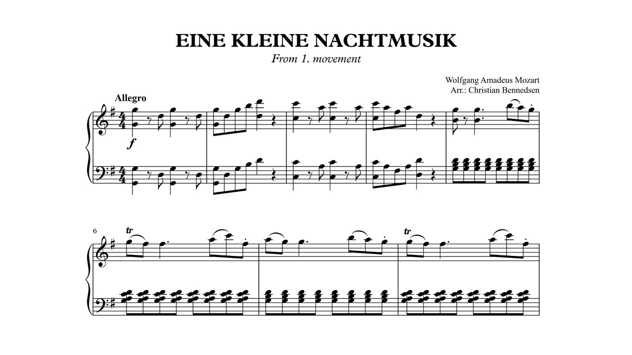 Mozart - Eine Kleine Nachtmusik from 1. movement - Piano - YouTube