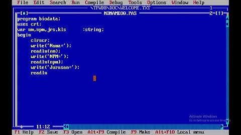 Program Membuat BIODATA Menggunakan Turbo Pascal || Logika & Algoritma