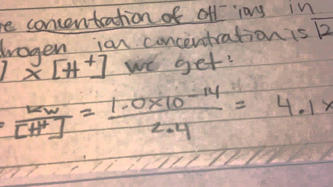 Concentration of OH  ions