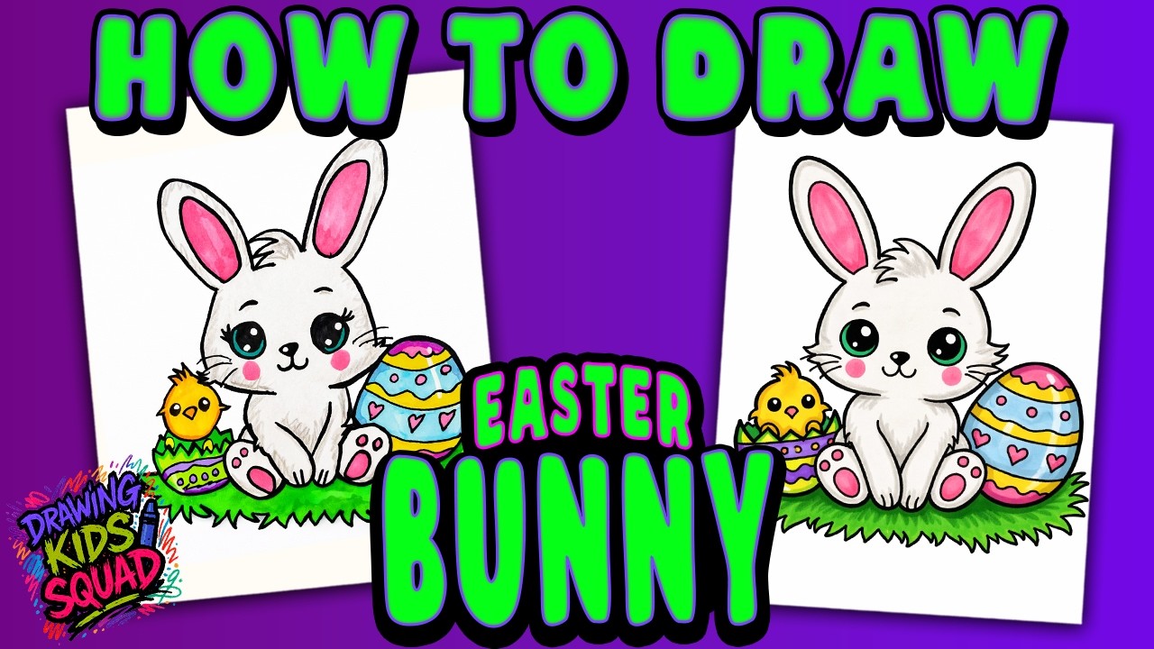 How to Draw a Cute Easter Bunny 🐰 Easy Drawing for Kids - YouTube