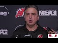 Travis Green talks about tonight's lineup changes against the Nashville Predators.