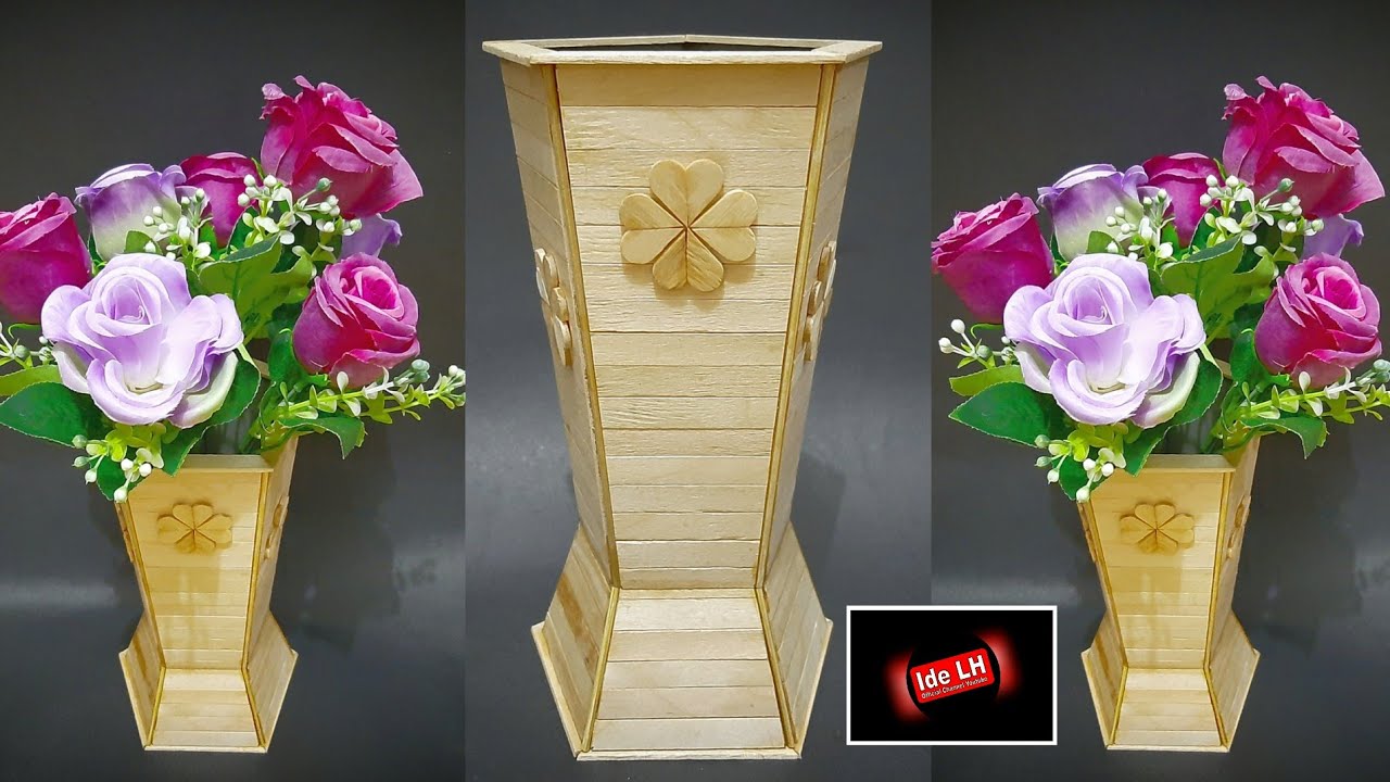 Membuat Vas Bunga dari Stik Es Krim dan Karton Board | Flower Vase | Popsicle Sticks