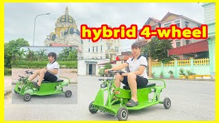 Homemade 4-wheel hybrid bicycle for wife - Full video | Car Tech