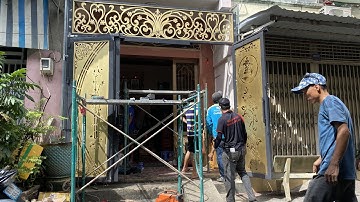 Trực Tiếp lắp đặt cửa sắt trượt quay 0902355779