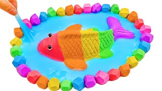 Satisfying Video l How To Make Rainbow Pool has Fish with Kinetic Sand Cutting ASMR ​| 237