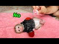 Mom helps tina the monkey stop her bad habit of sucking her thumb