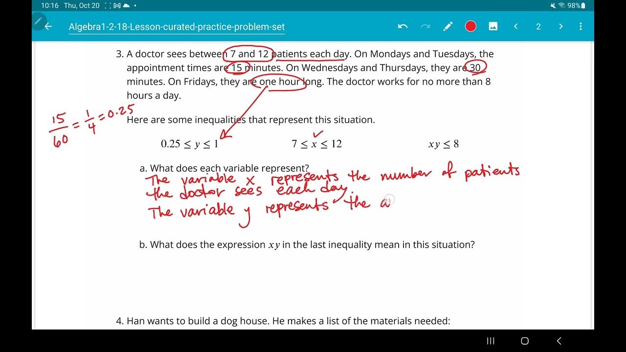 IM Algebra 1 Unit 2 Lesson 18 Practice Problems Question 3 - YouTube