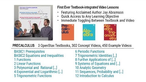 Intro - All-in-One Algebra, Trigonometry, Precalculus OpenStax Textbooks Integrated with Videos