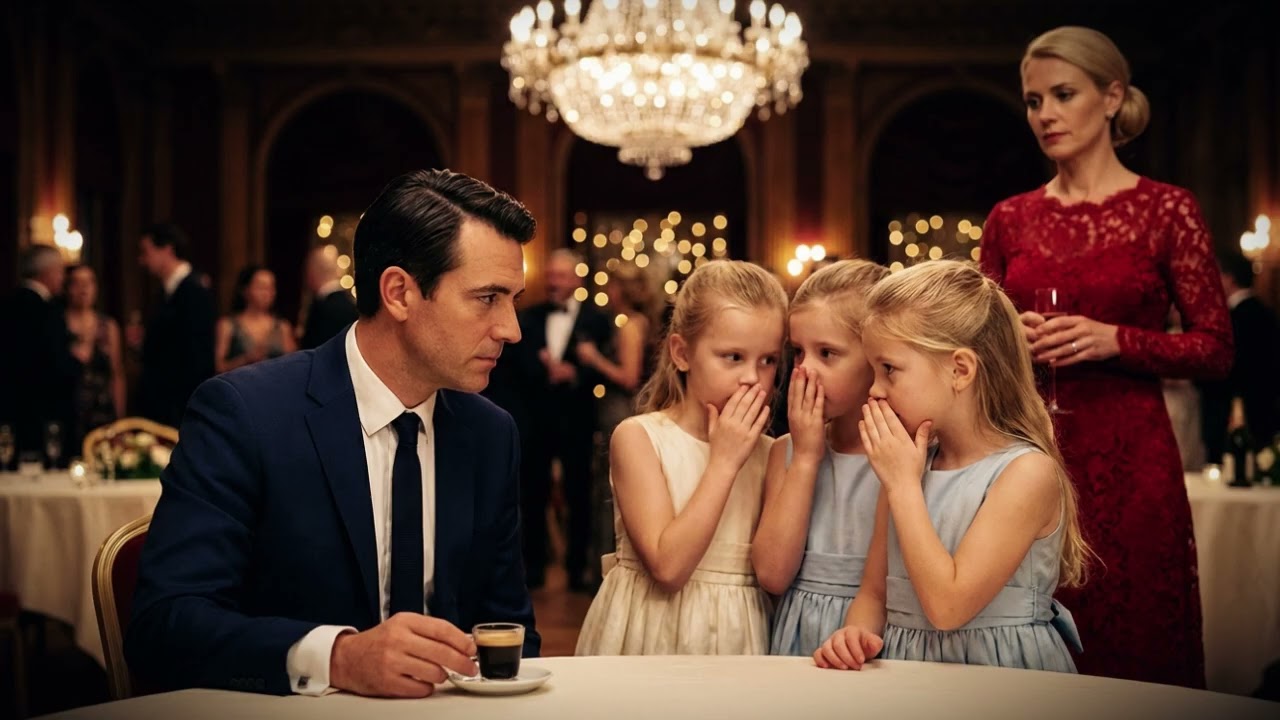 Samotny tata pił herbatę sam — aż trojaczki dziewczynki szepnęły: „Udawaj, że jesteś naszym tatą”