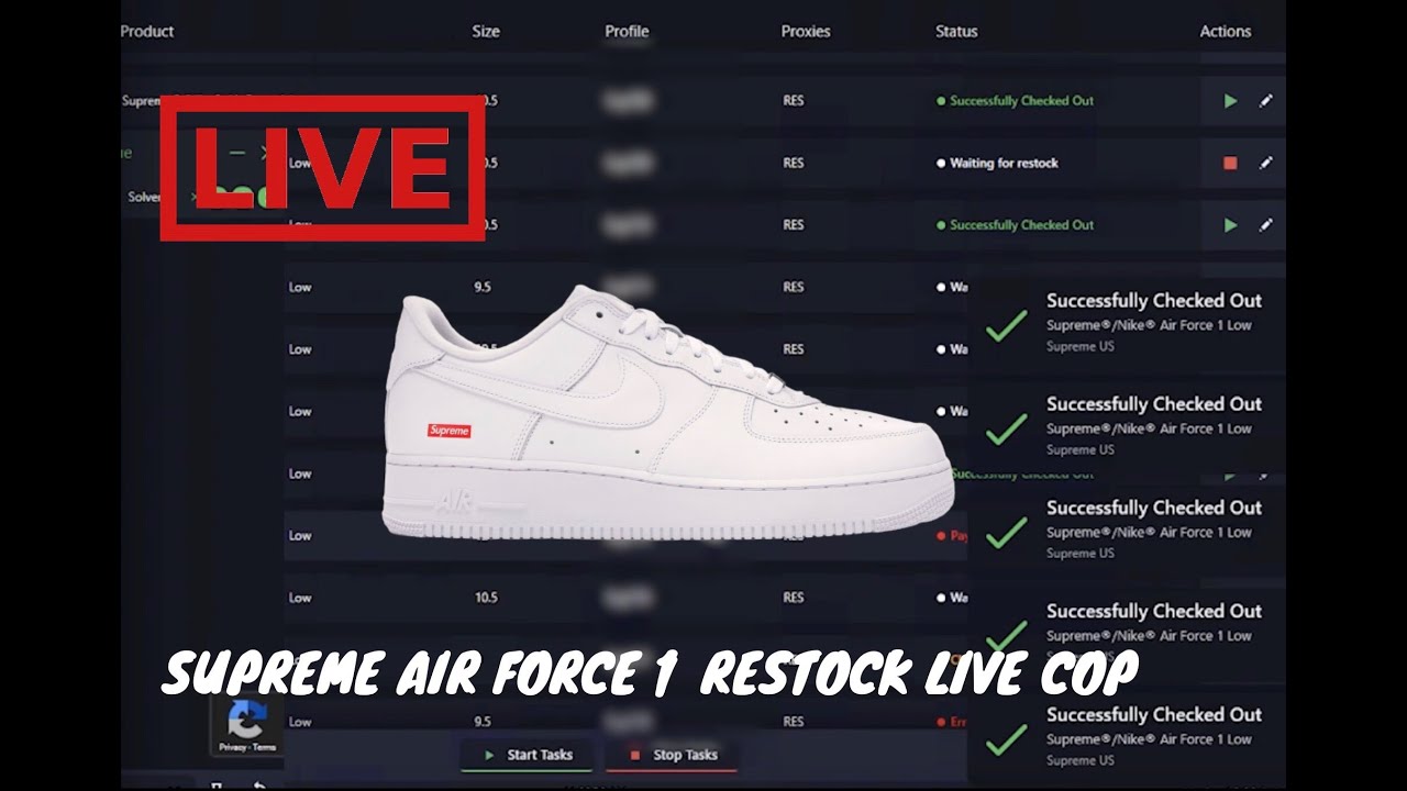 Supreme Air Force 1 Restock Live Cop - 33 Air Force 1 W/ Cybersole
