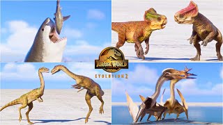 ALL DINOSAURS MAX INTRO, SOCIAL AND HUNTING ANIMATIONS IN PARK MANAGERS COLLECTION PACK, MEGALODON