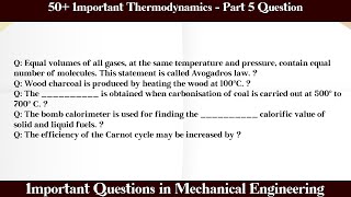 MCQ Questions Thermodynamics - Part 5 with Answers screenshot 4