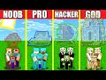 Minecraft Battle: SECRET INVISIBLE HOUSE BUILD CHALLENGE - NOOB vs PRO vs HACKER vs GOD / Animation
