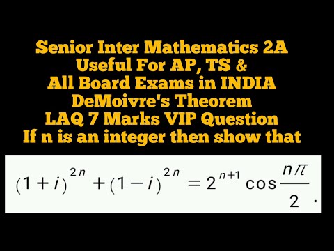 1#DeMoivresTheorem7Marks #Showthat (1