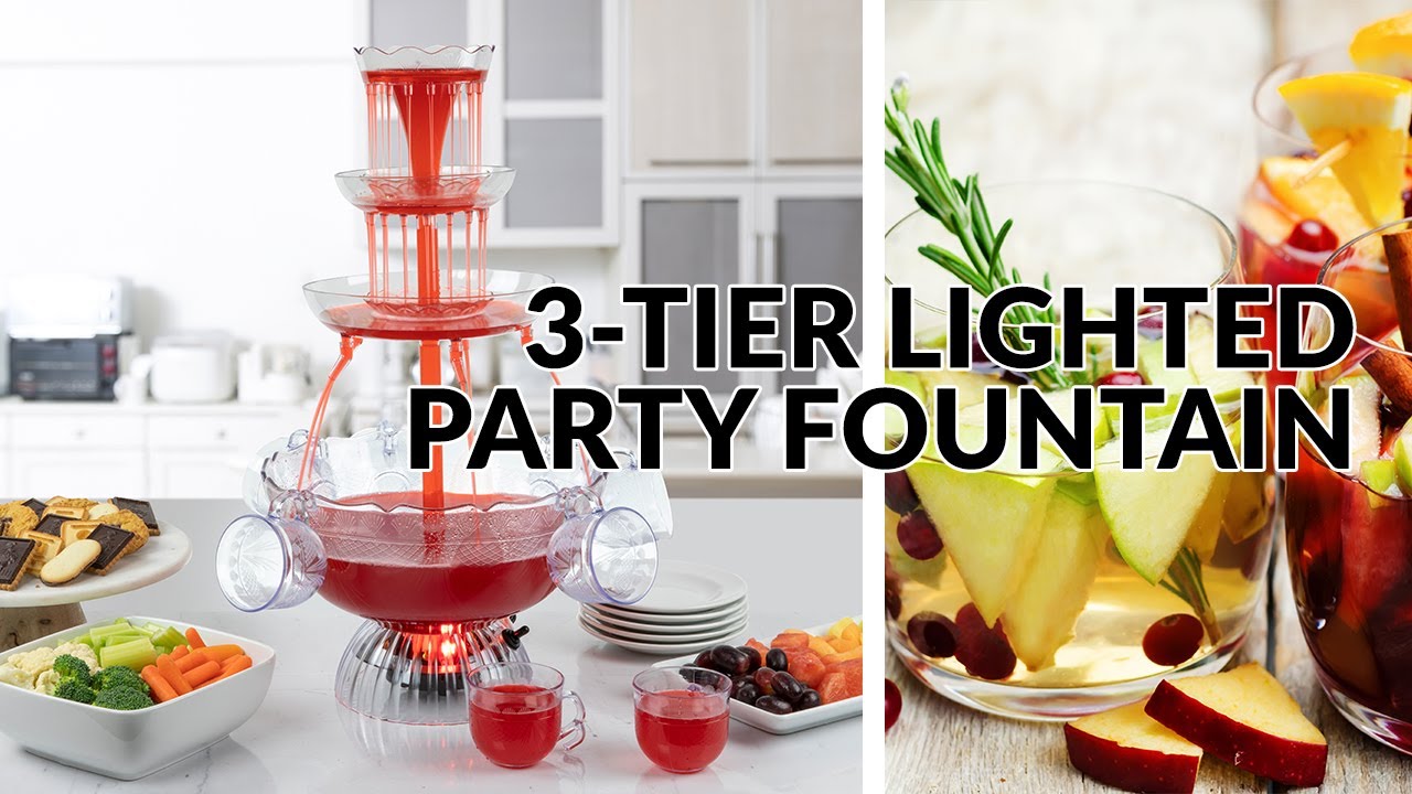 Great Northern 3-Tier 1.5 Gal Party Drink Dispenser - Fountain with LED Light Base and 5 Cups