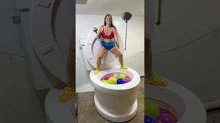 Plunger Toss Challenge In The Worlds Largest Toilet Giant Surprise Egg Pool #Shorts