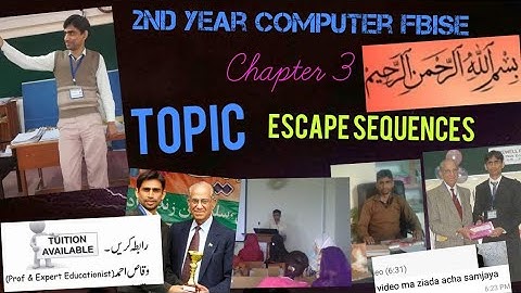 Chapter 3 Topic :Escape Sequence in C++