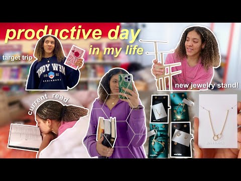 productive day in my life!💞 (grwm, set up new jewelry organizer, my current read)
