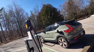 Checking out the Rivian Waypoint at the Grand Traverse Lighthouse in my Volvo XC40 Recharge