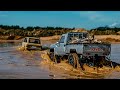 Toyota land cruiser lc70 l land rover range rover classic l construction site adventure