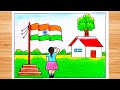 How to Draw Independance Day Special Drawing// Independance day Oil pastel colour drawing Easy #flag