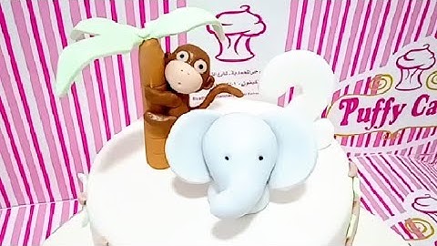 Fondant 3D Monkey & Elephant Topper Cake Design Ideas