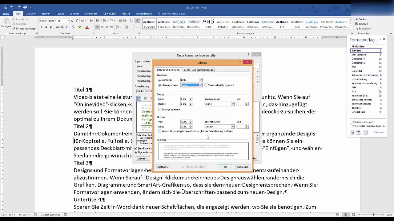 New Word: Formatvorlagen erstellen