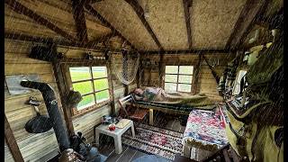 Heavy Rain at the Off-Grid Cabin | Solo Survival in the Storm