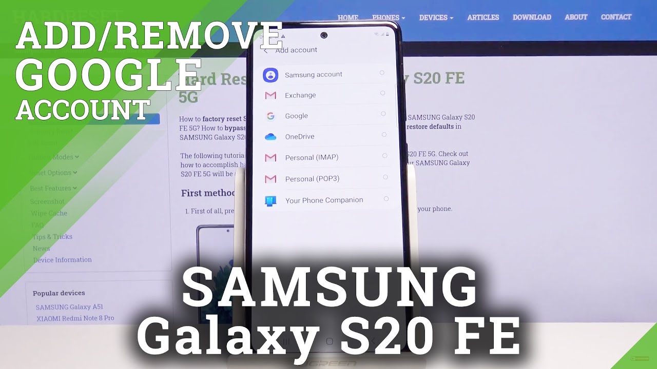 How To Add And Remove Google Account In SAMSUNG Galaxy S20 FE 5G Manage Google Account YouTube