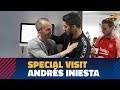 Andrés Iniesta pays a visit to Barça training session