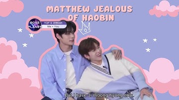ZEROBASEONE Matthew is jealous of haobin but now has Jiwoong w/ eng sub (ft. #ZB1 members reaction)