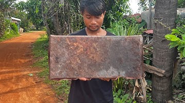 Knife Making - Forging A Powerful Cleaver From The Rusty Leaf Spring