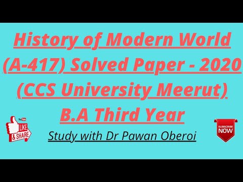 History of Modern World (A-417) Solved Paper - 2020 (CCS University Meerut) B.A Third Year