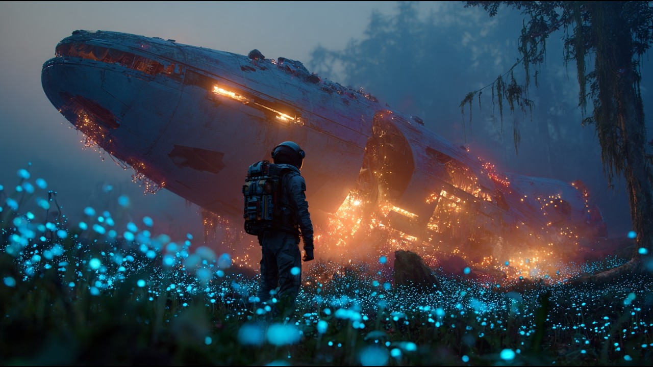Stranded on a Glowing Alien World | Cinematic Sci-Fi Ambience | 4K