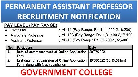 Permanent Assistant Professor Vacancies in Govt College | PG(With/With Out UGC NET) | Rs 1,82,400 pm