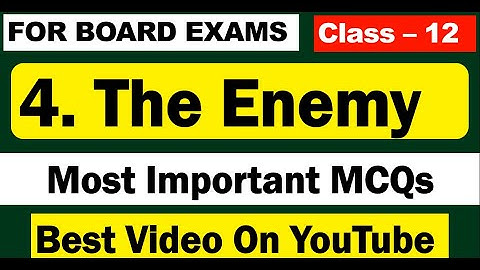 The Enemy MCQ I  Class 12th English I Vistas chapter 4 MCQ I Board exam