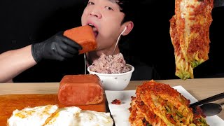 SUB)ASMR MUKBANG  매운 실비김치 통스팸 계란 현미밥 리얼사운드 very spicy kimchi & RICE & Egg  & Tong Spam