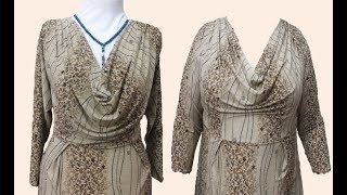 Robe à Col Drapé/ تفصيل و خياطة فستان كول درابي لمختلف المناسبات قياس 48 الى 58