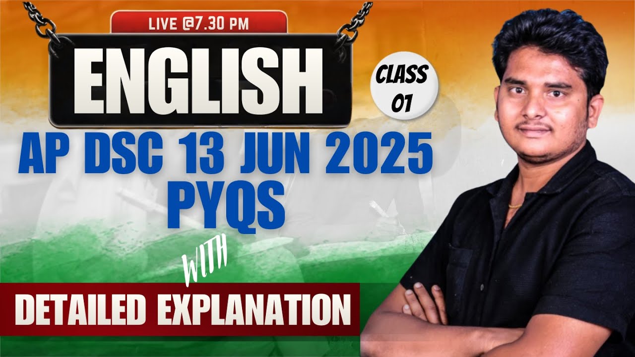 AP DSC Previous Year Paper Questions | 13 June 2025 English Paper Explanation LIVE | AP DSC 2026 SGT