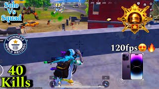 40kills!🤩 new 120fps🔥update 3.0.2 in new mode PUBG MOBILE new agressive gameplay solo vs squads🔥