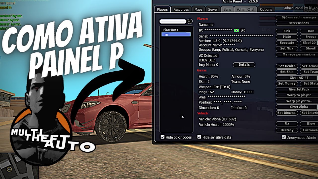 COMO ATIVA PAINEL P NO SERVIDOR LOCAL - MTA:SA